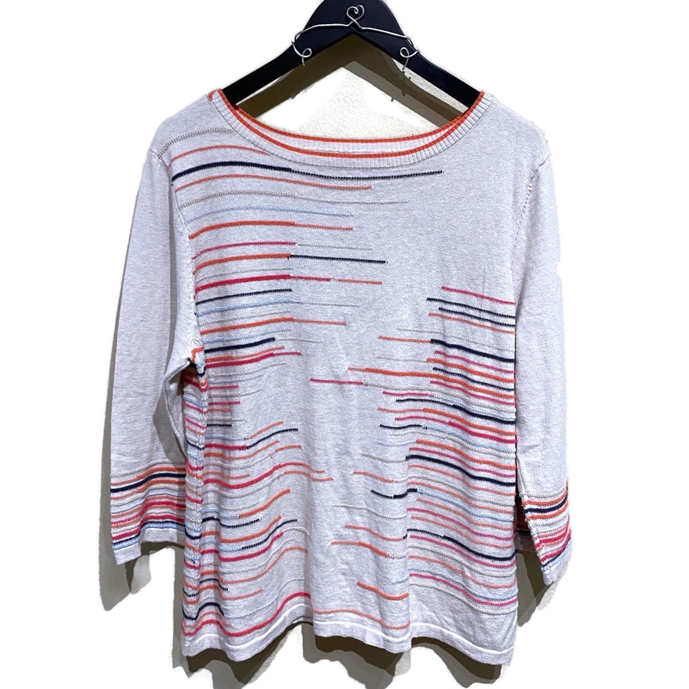 Multi-Color Embroidered Cross-Stitch Sweater